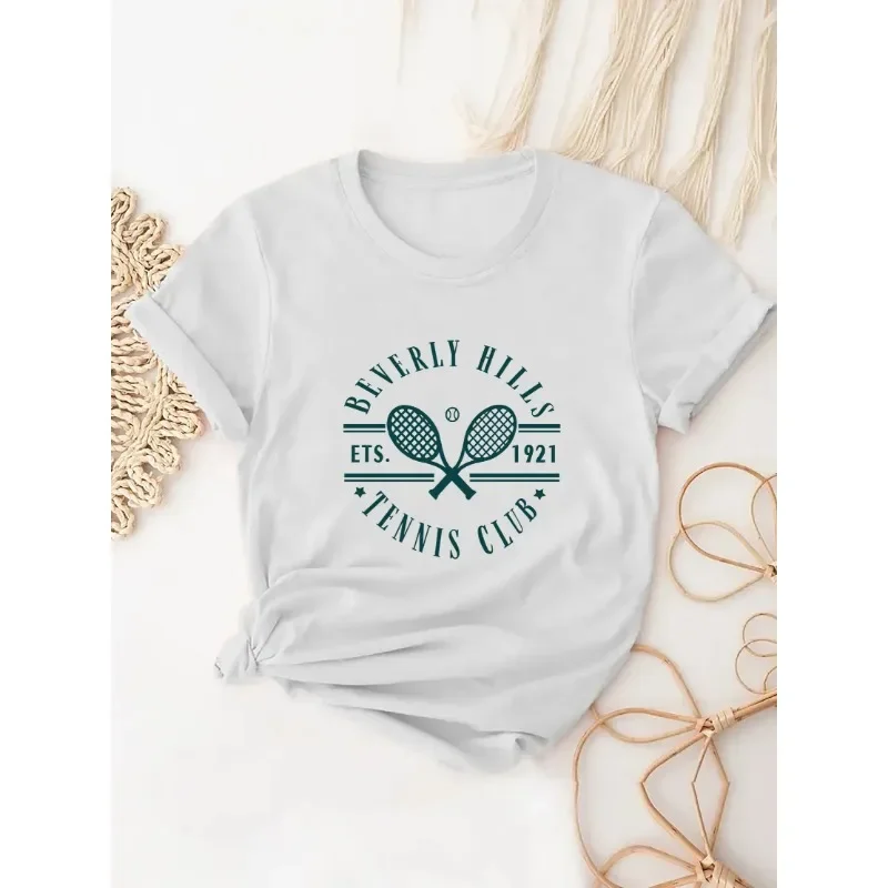 Badminton Junior - Badminton Racket Printed T-shirt Short Sleeved