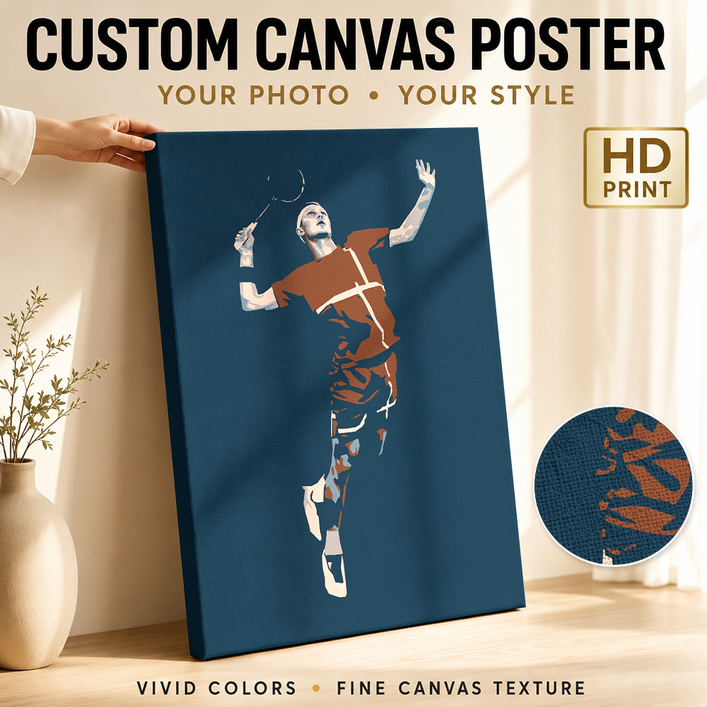 Badminton Photo - Badminton Player Silhouette Canvas Print Poster
