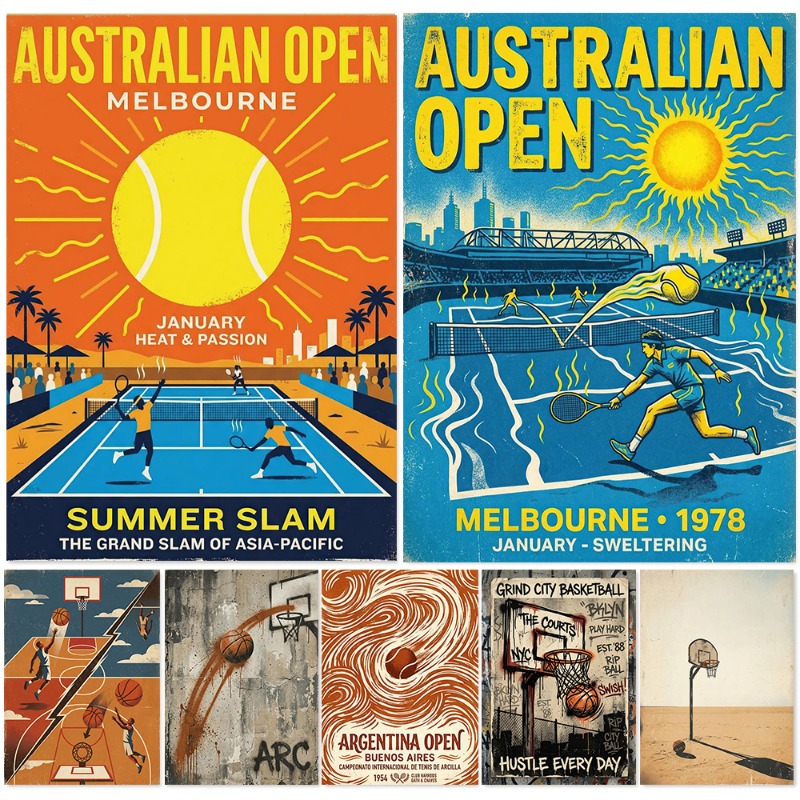 Vintage Tennis Basketball Wall - Badminton Poster 评论和价格