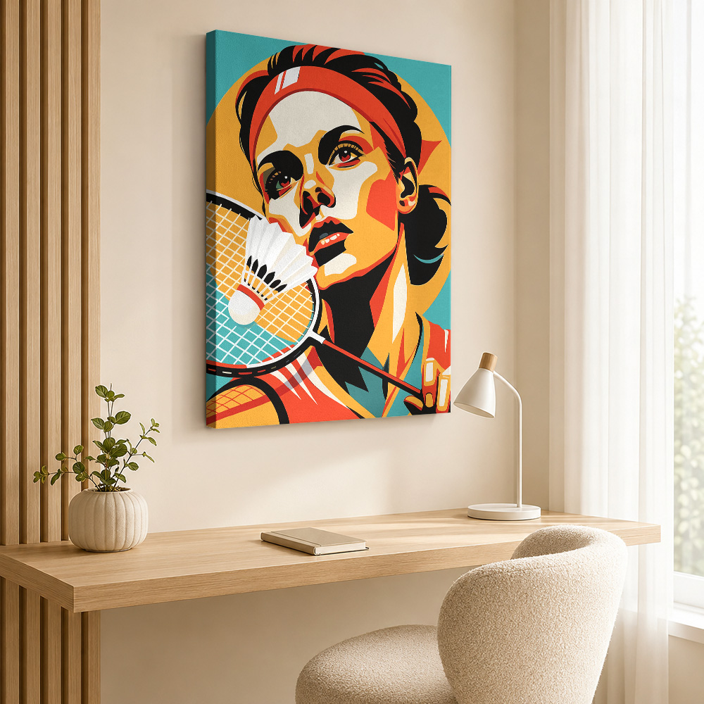 Badminton Player Portrait Fram - Badminton Poster 评论和价格