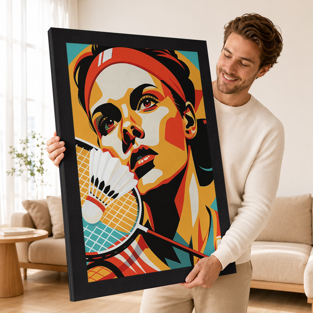 Badminton Player Portrait Fram - Badminton Poster 评论和价格