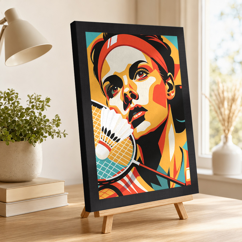 Badminton Player Portrait Fram - Badminton Poster 评论和价格