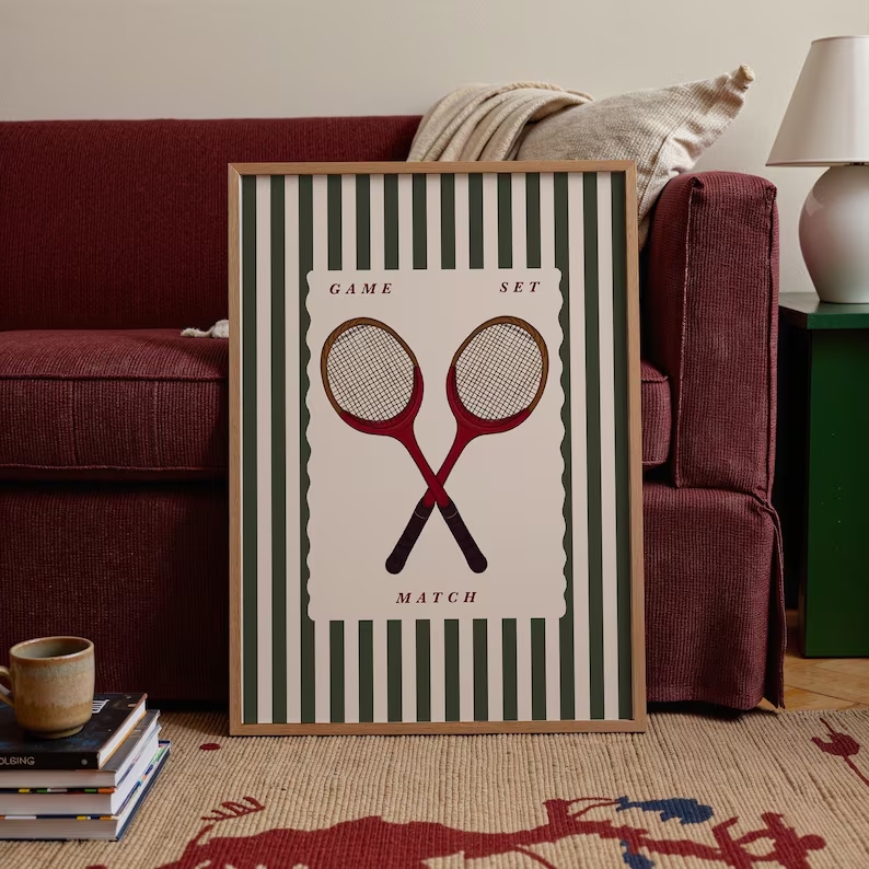 Retro Tennis Racket Wall Art P - Badminton Poster 评论和价格