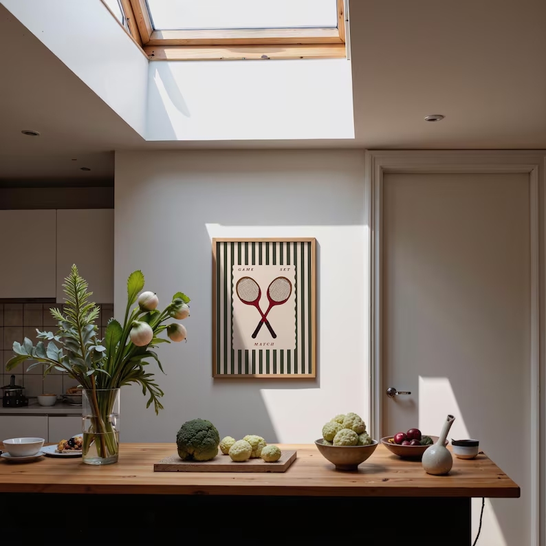 Retro Tennis Racket Wall Art P - Badminton Poster 评论和价格