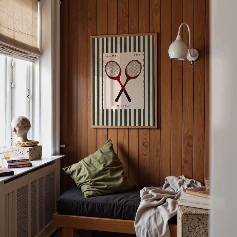 Retro Tennis Racket Wall Art P - Badminton Poster 评论和价格